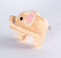 Handcrafted Pine Wood Elephant Knob